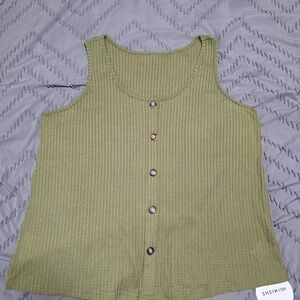 SHEIN Olive Button-Up Tank Top
